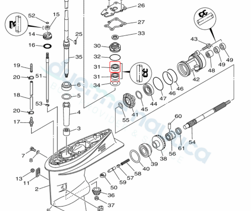 Paraolio corpo pompa originale Yamaha/Selva 40-60hp 93101-25M57-00